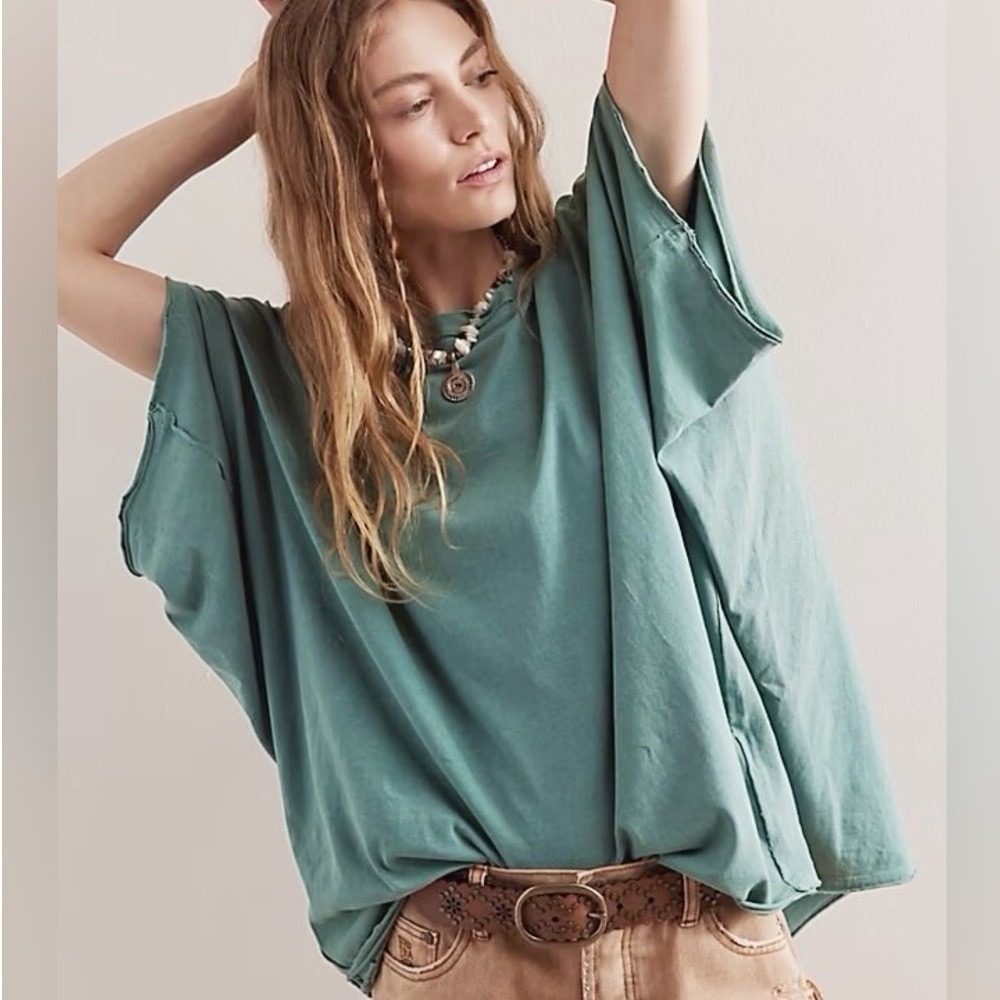 Free People Shirt We The Free Shasta Muscle Tee Oversized Womens XS Green